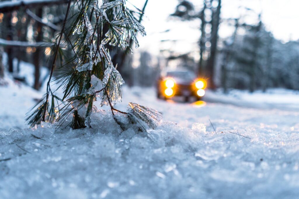 car driving on winter